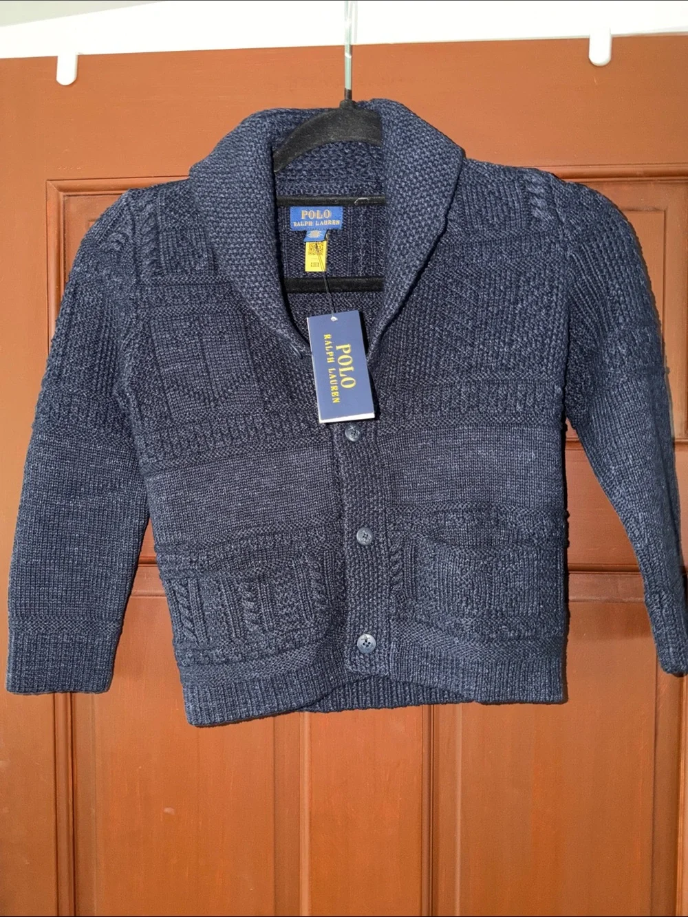 Ralph Lauren Kids Navy Shawl-Collar Knit Cardigan
